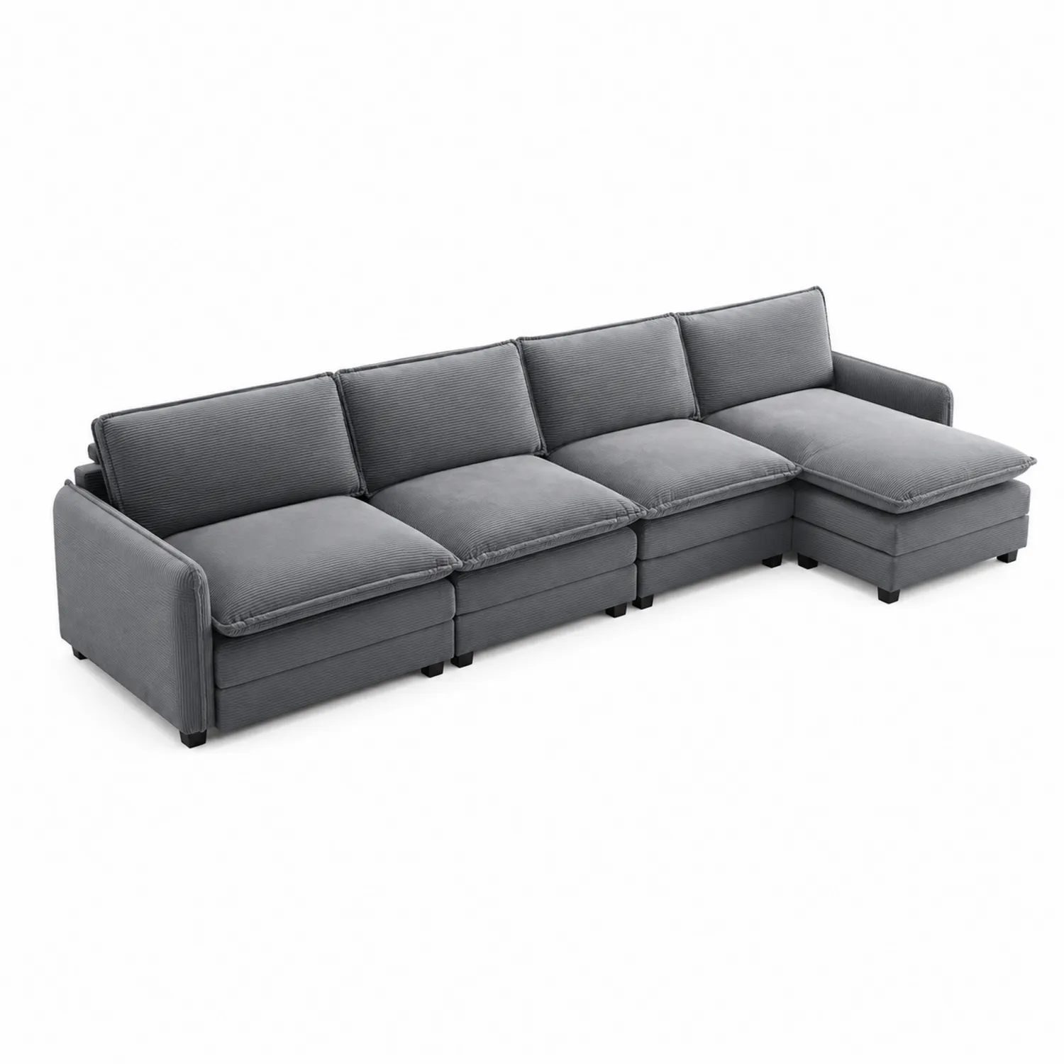 Modulares Sofa-Set aus Stoff, Grau, 350 cm