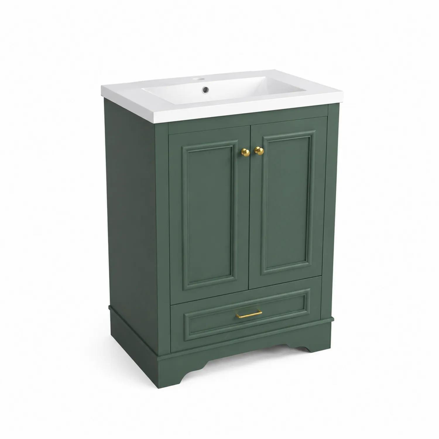 Waschtischunterschrank MDF Grün mit Keramikwaschbecken
