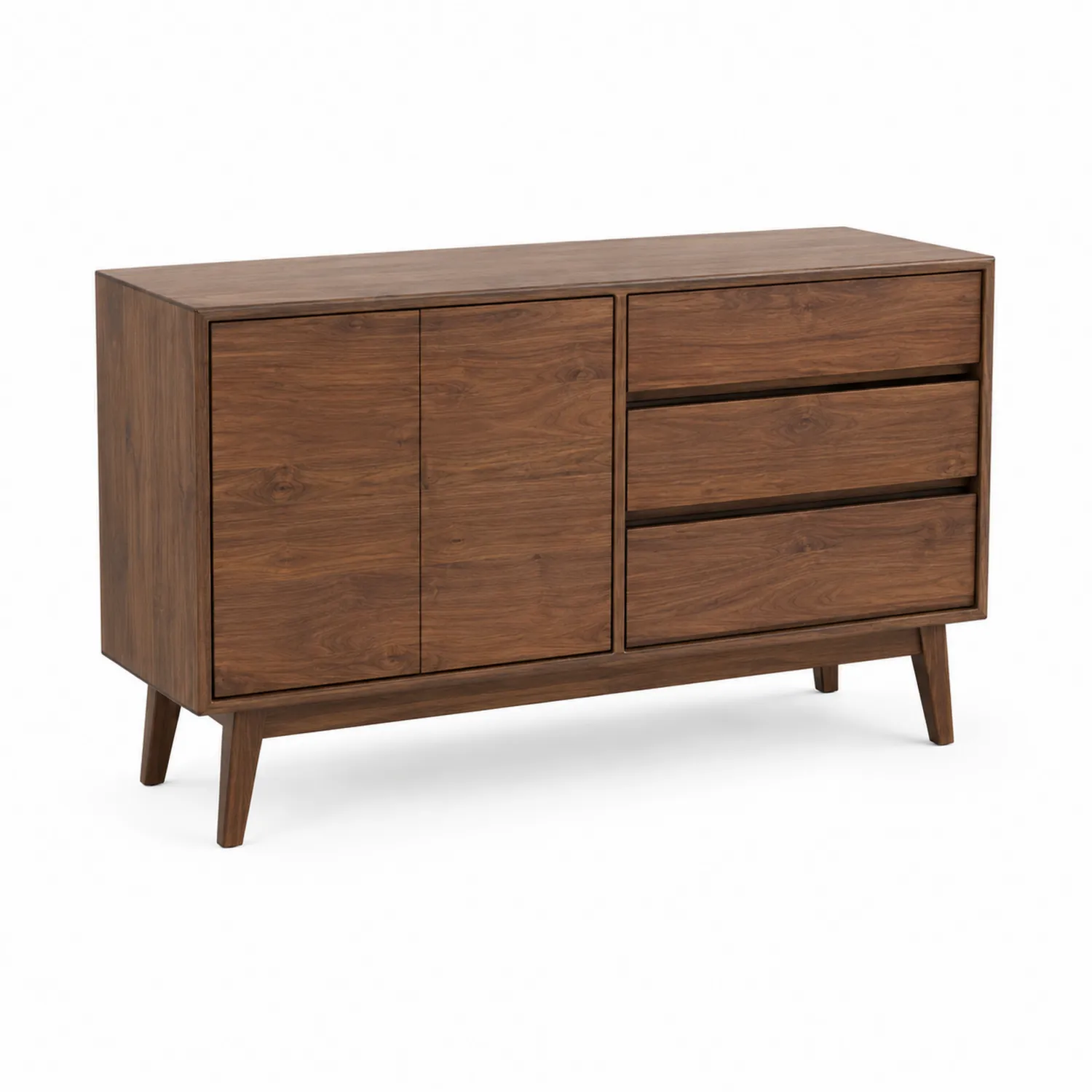Sideboard aus Walnussholz mit Schubladen und Türen Braun 120x40x80 cm