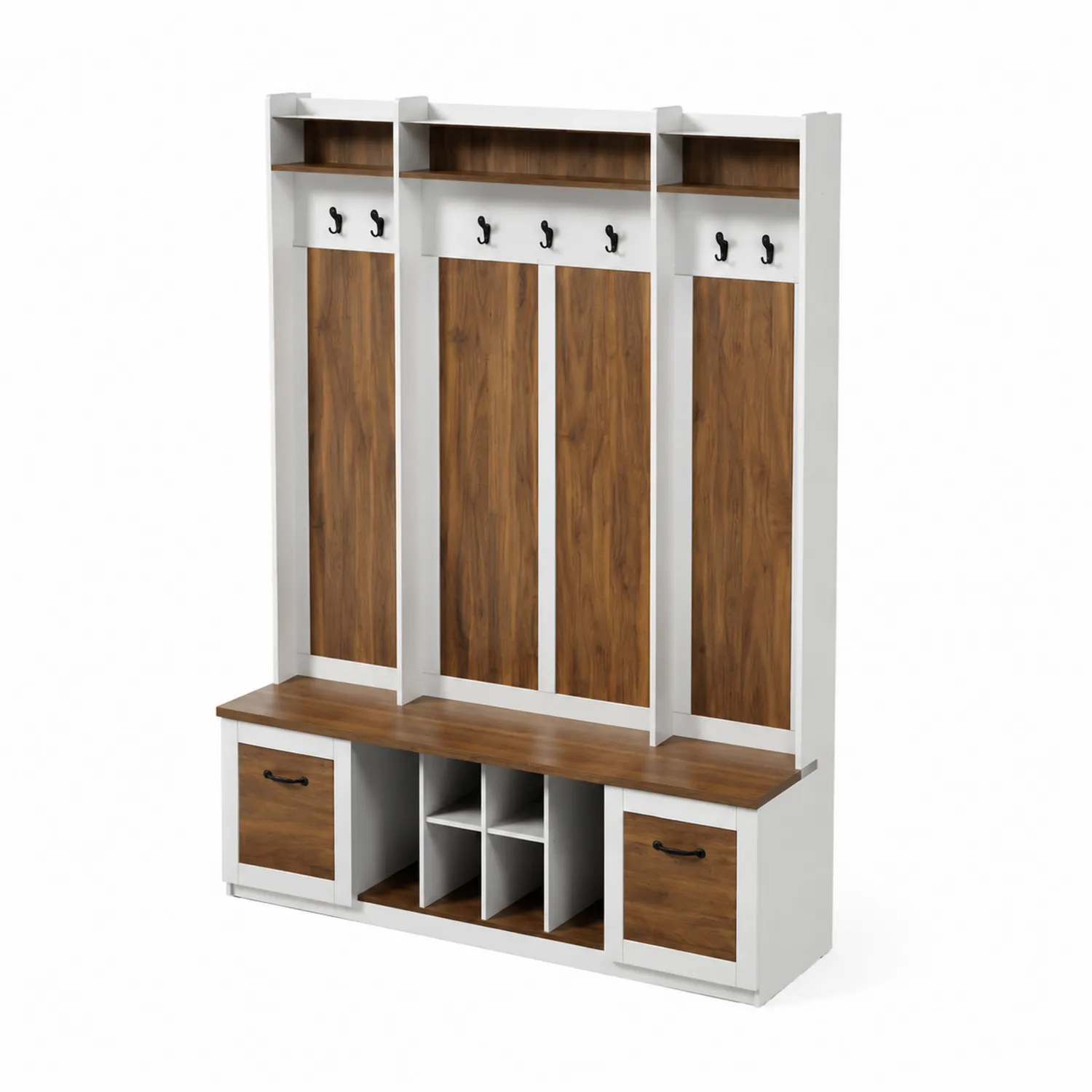 Garderobenwand Holz Weiß/Braun