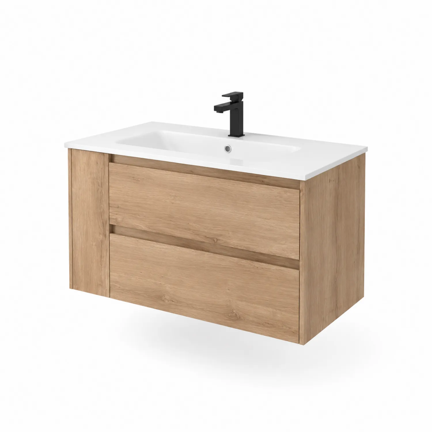 Wandmontierter Waschtisch MDF Eiche 80x46x50 cm Weiß