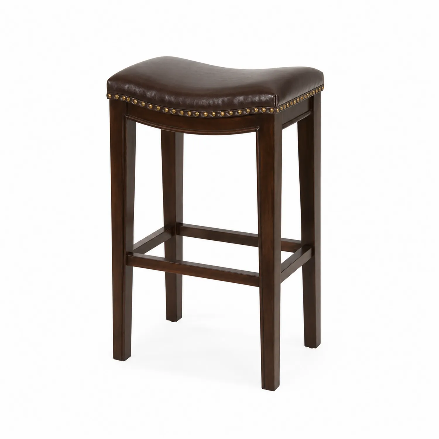 Barhocker aus Holz mit Kunstledersitz Braun