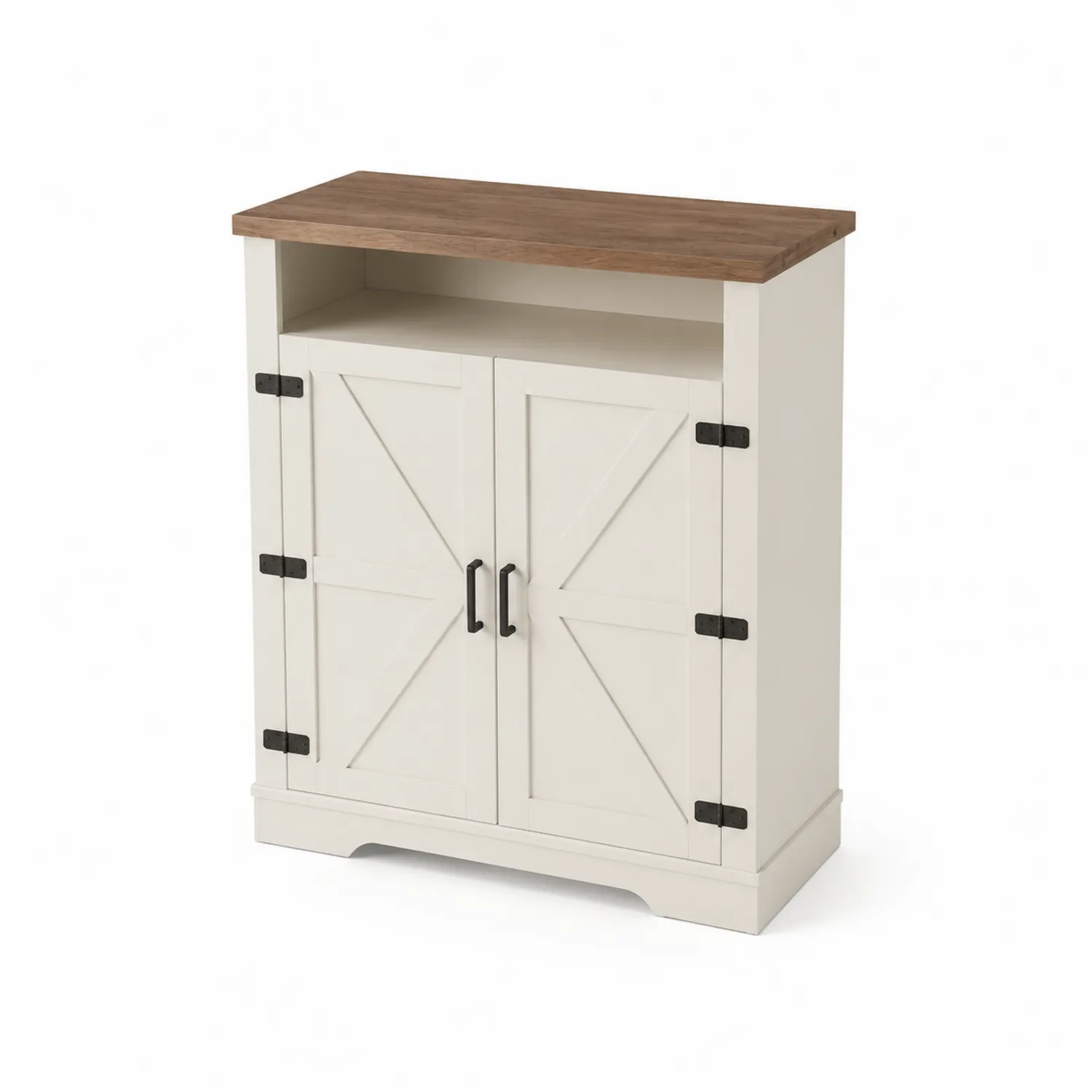 Schuhschrank aus MDF mit Holzfurnier Weiß/Braun