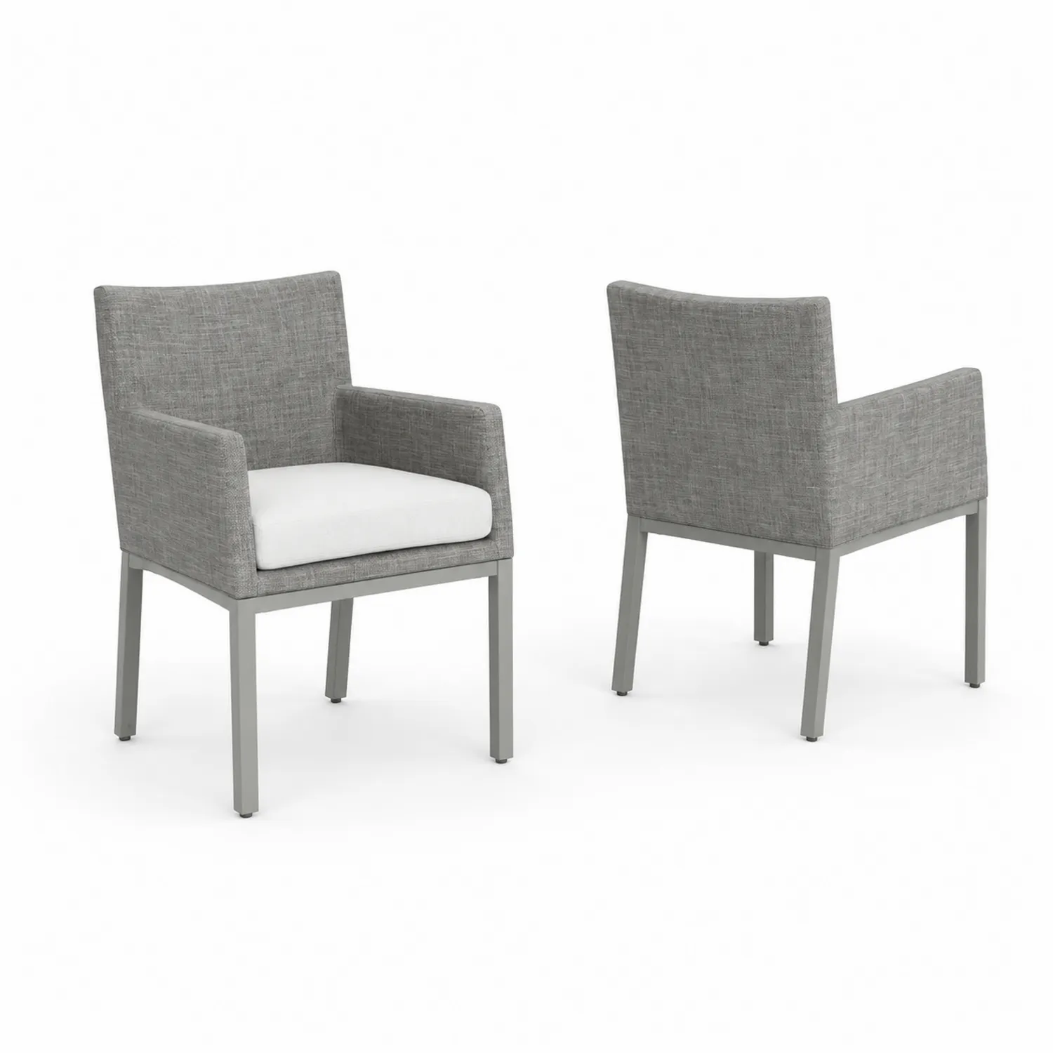 Garten-Esszimmerstuhl Set Aluminium und Polyester Grau/Weiß