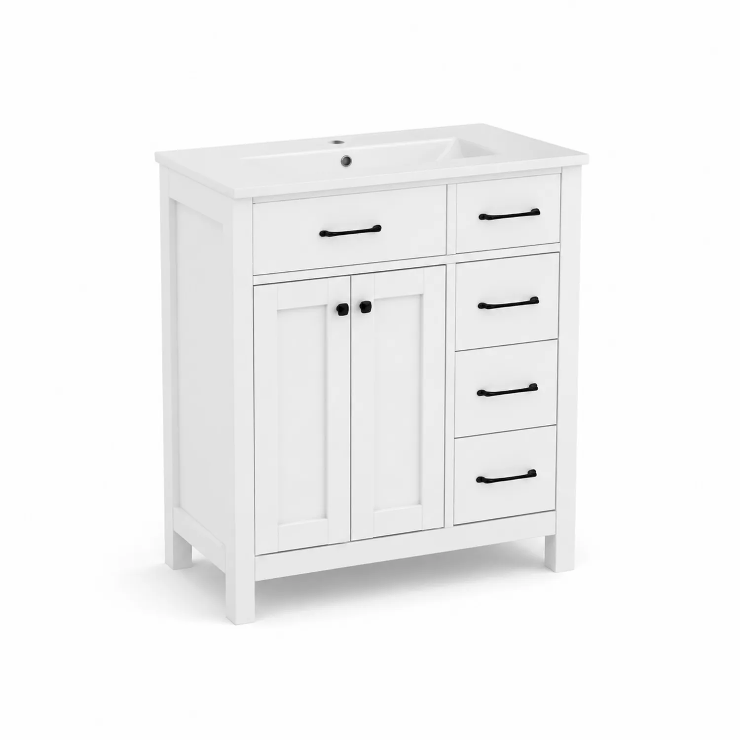 Badezimmerschrank Einzelwaschtisch MDF Weiß