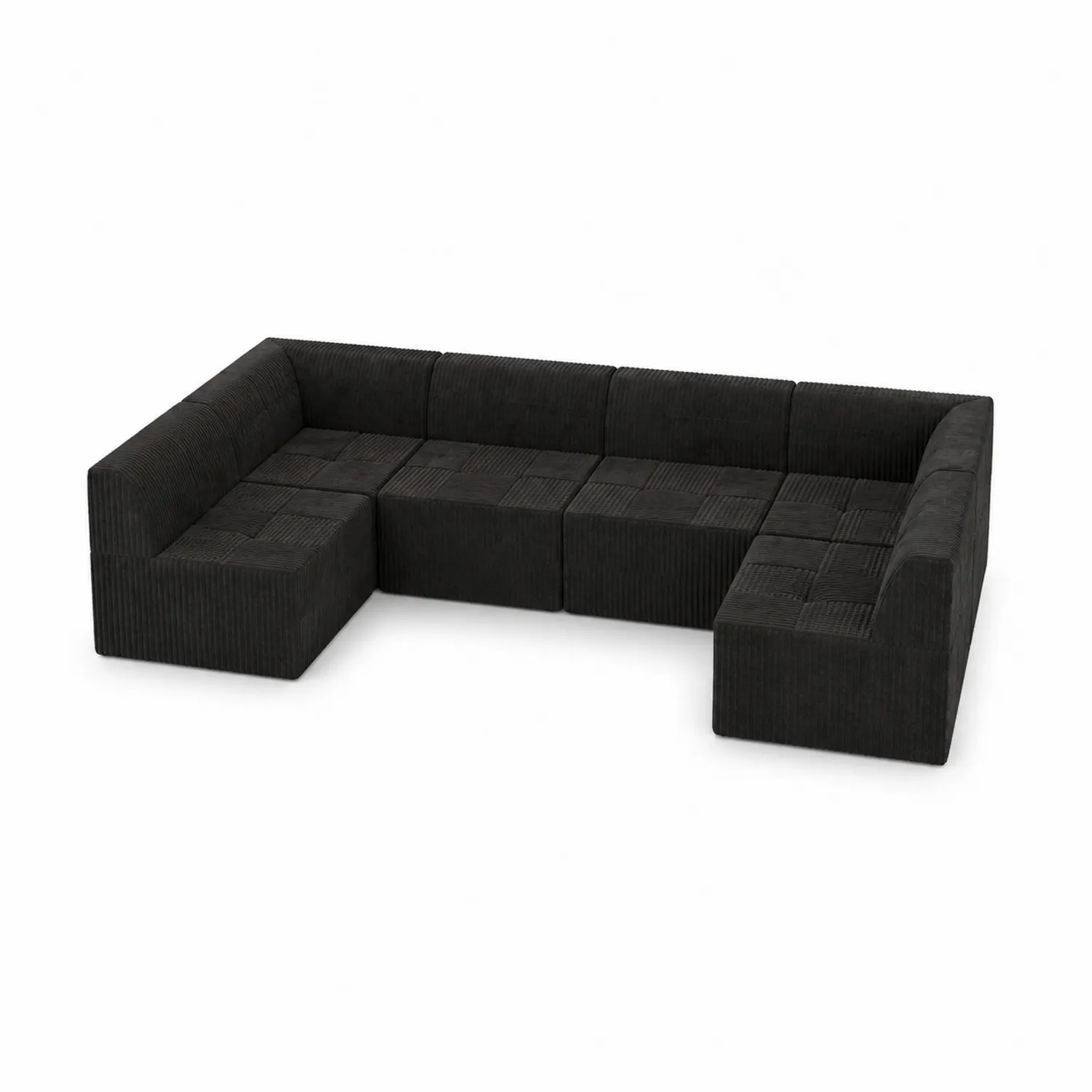 Modulares Sofa U-Form Cord Dunkelgrau