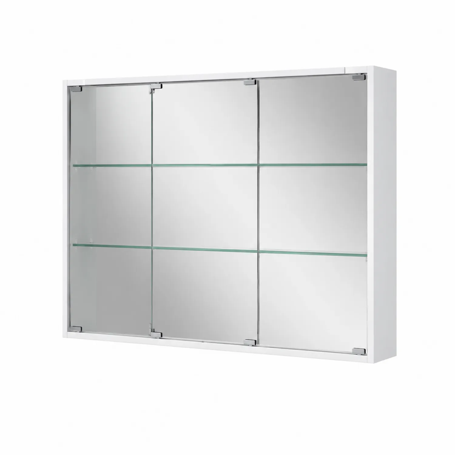 Badezimmerspiegelschrank aus MDF mit Spiegelglas, 90x15x70 cm, Weiß