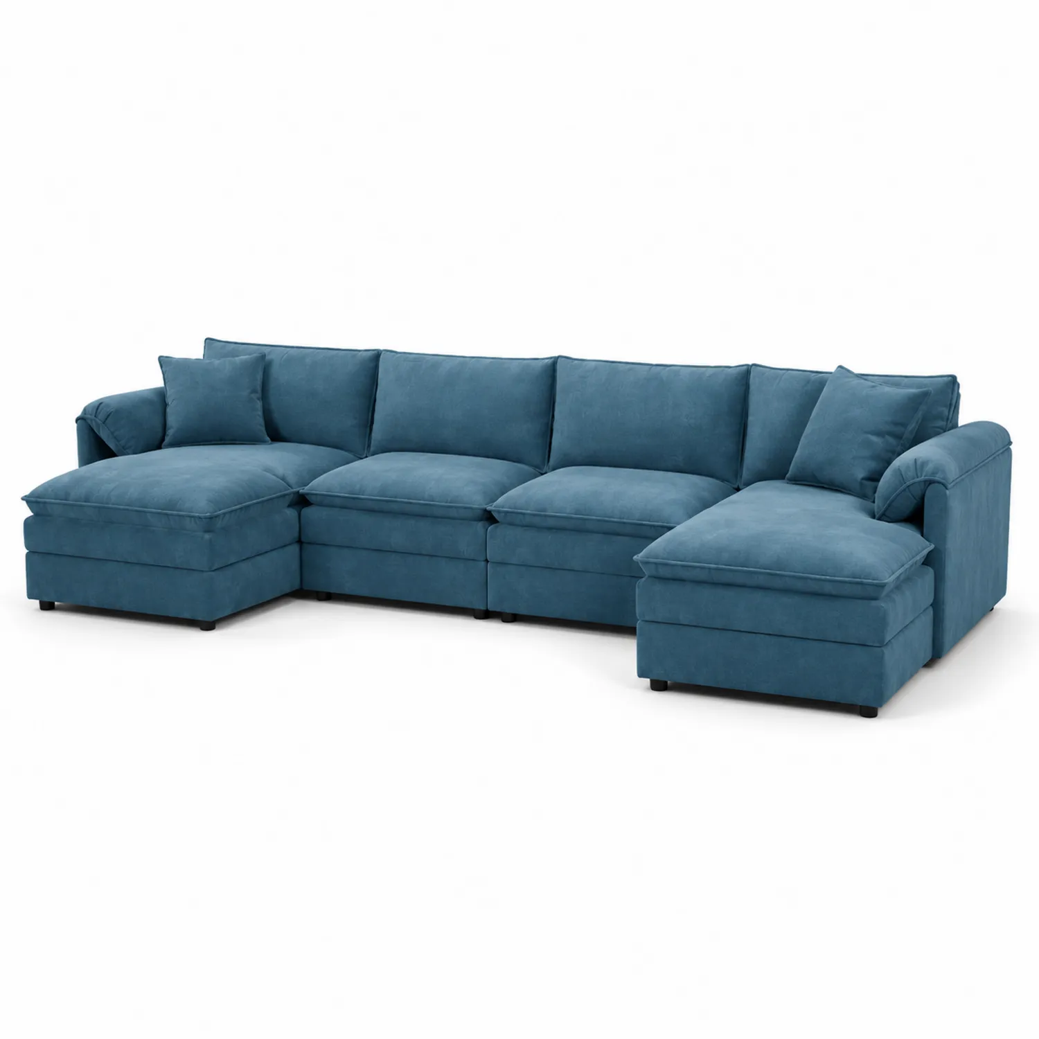 Modulares Ecksofa aus Polyester Blau mit Kissen