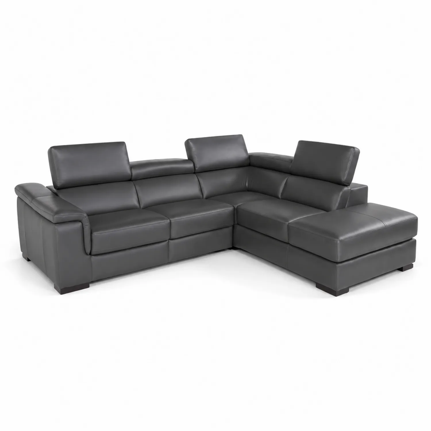 Ecksofa aus Leder L-Form Dunkelgrau