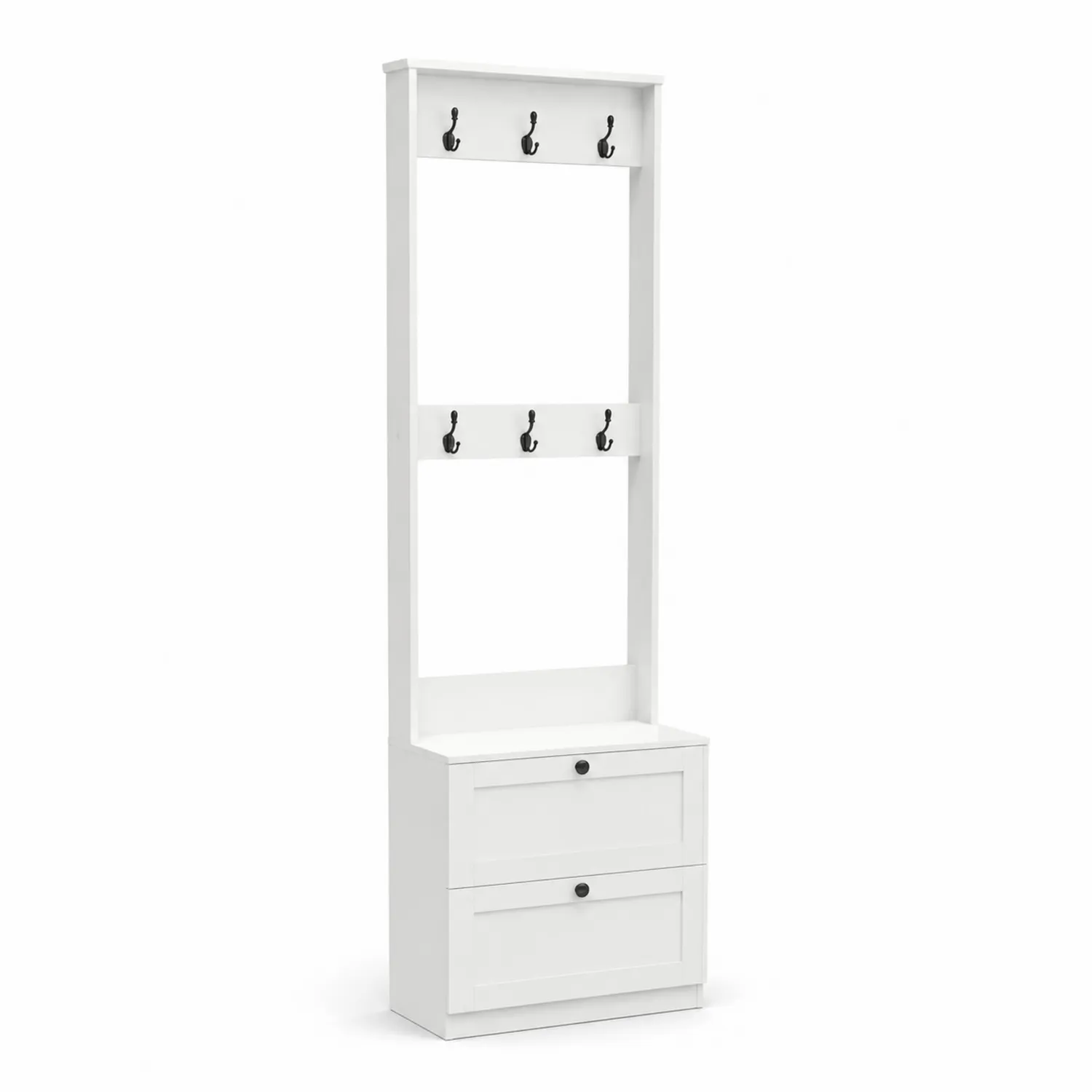 Garderobe aus MDF Weiß mit Haken