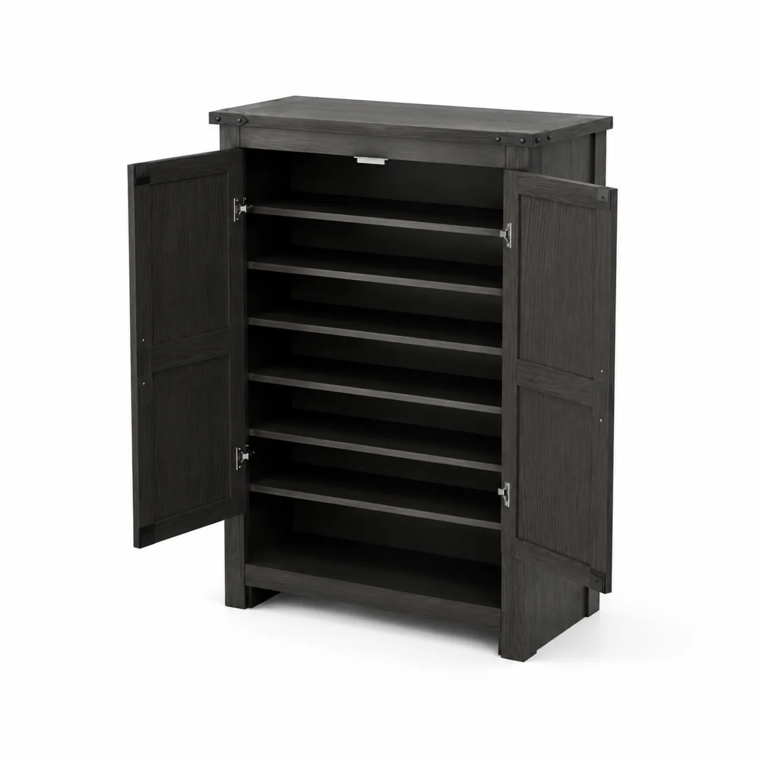 Schuhschrank Holz Grau 6 Ebenen 80x120x35 cm