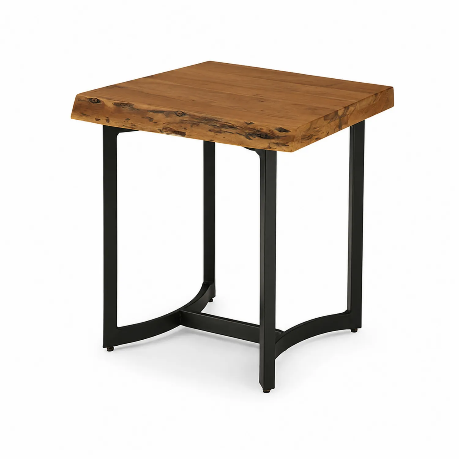 Beistelltisch aus Eichenholz und Stahl 45x45x55cm Natur