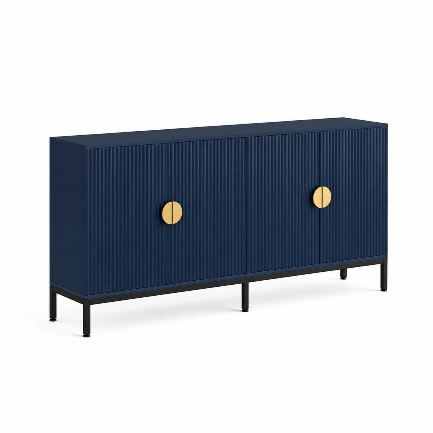 Sideboard aus MDF mit Metallfüßen Dunkelblau 150x40x80 cm