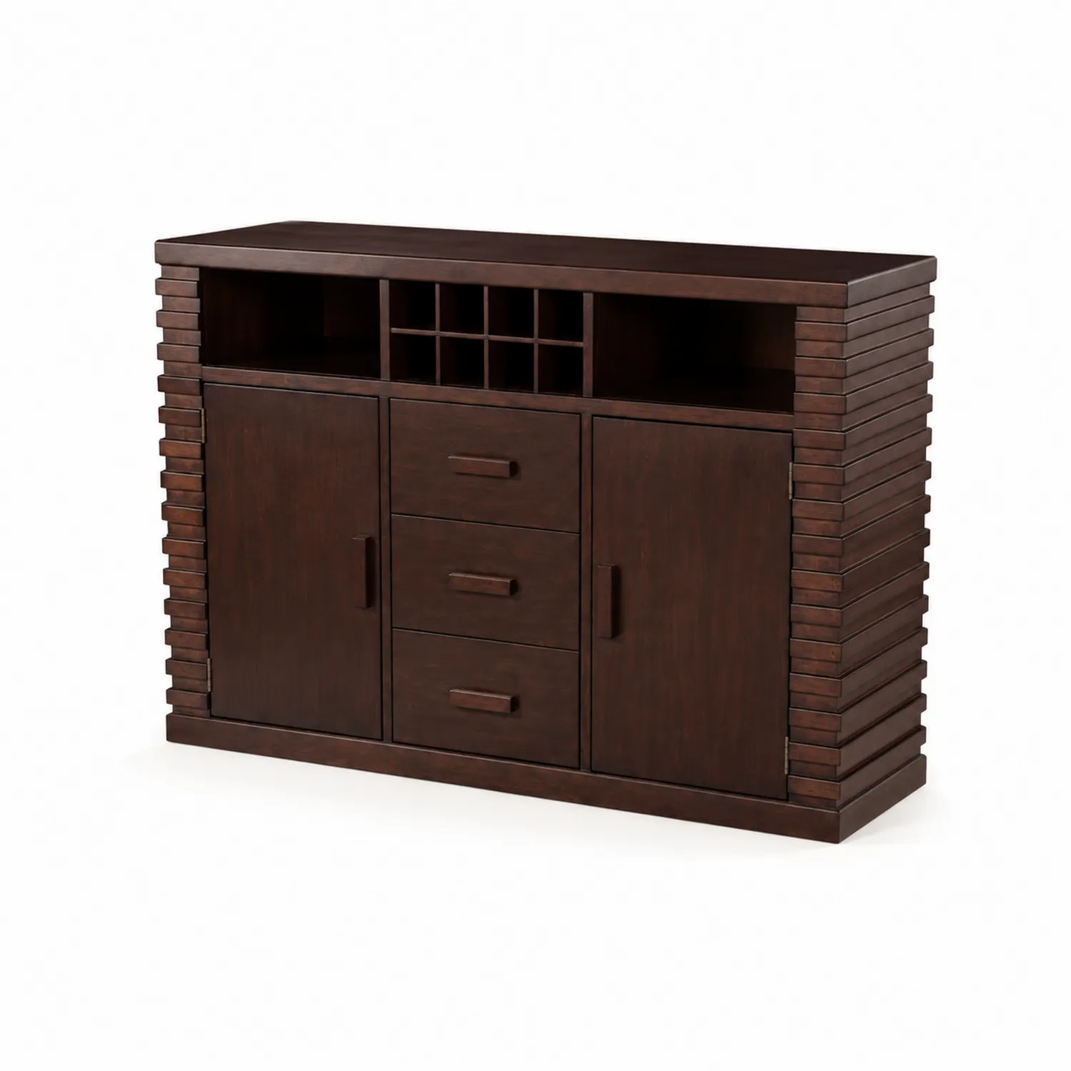 Sideboard aus Kiefernholz mit Schubladen und Türen Dunkelbraun