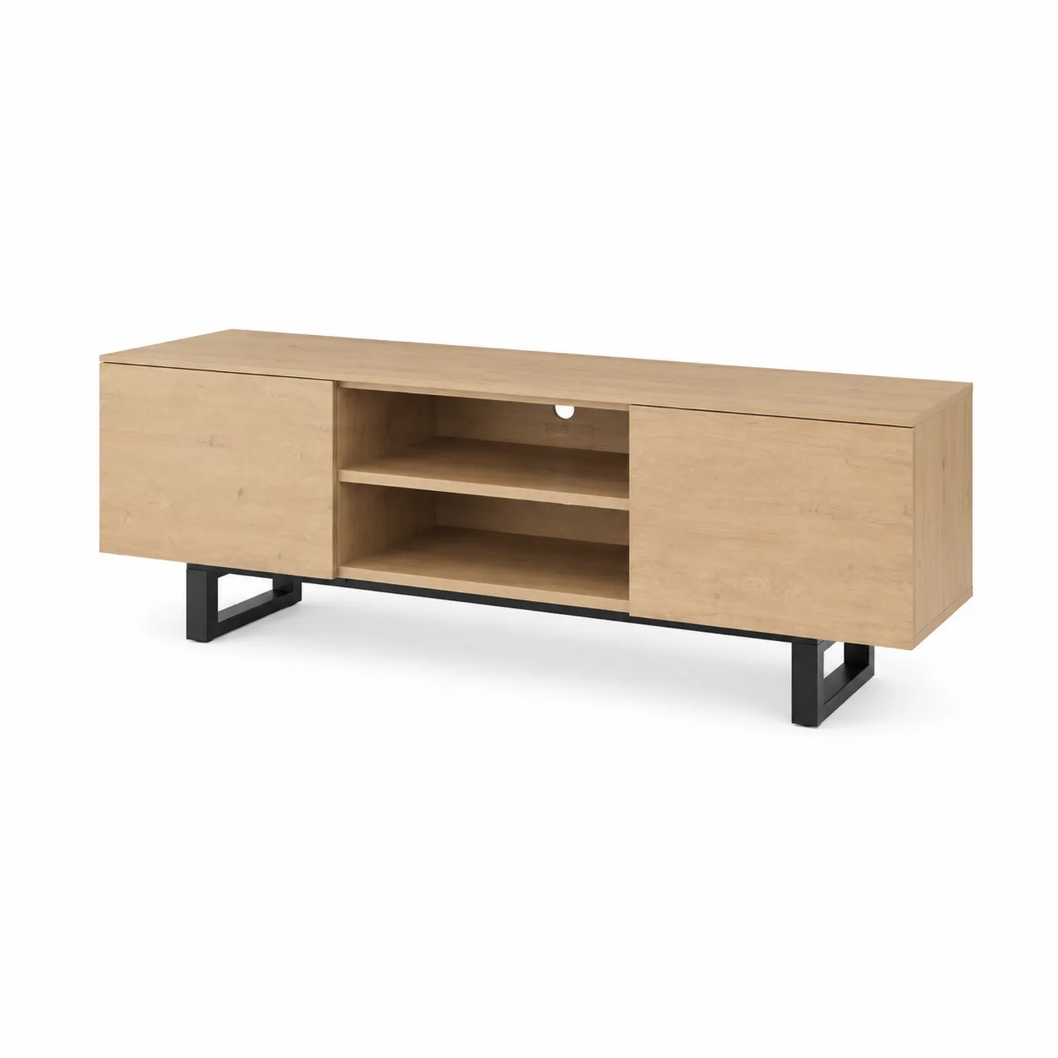 TV-Schrank aus Holz mit Metallgestell 150x45x40 cm Natur