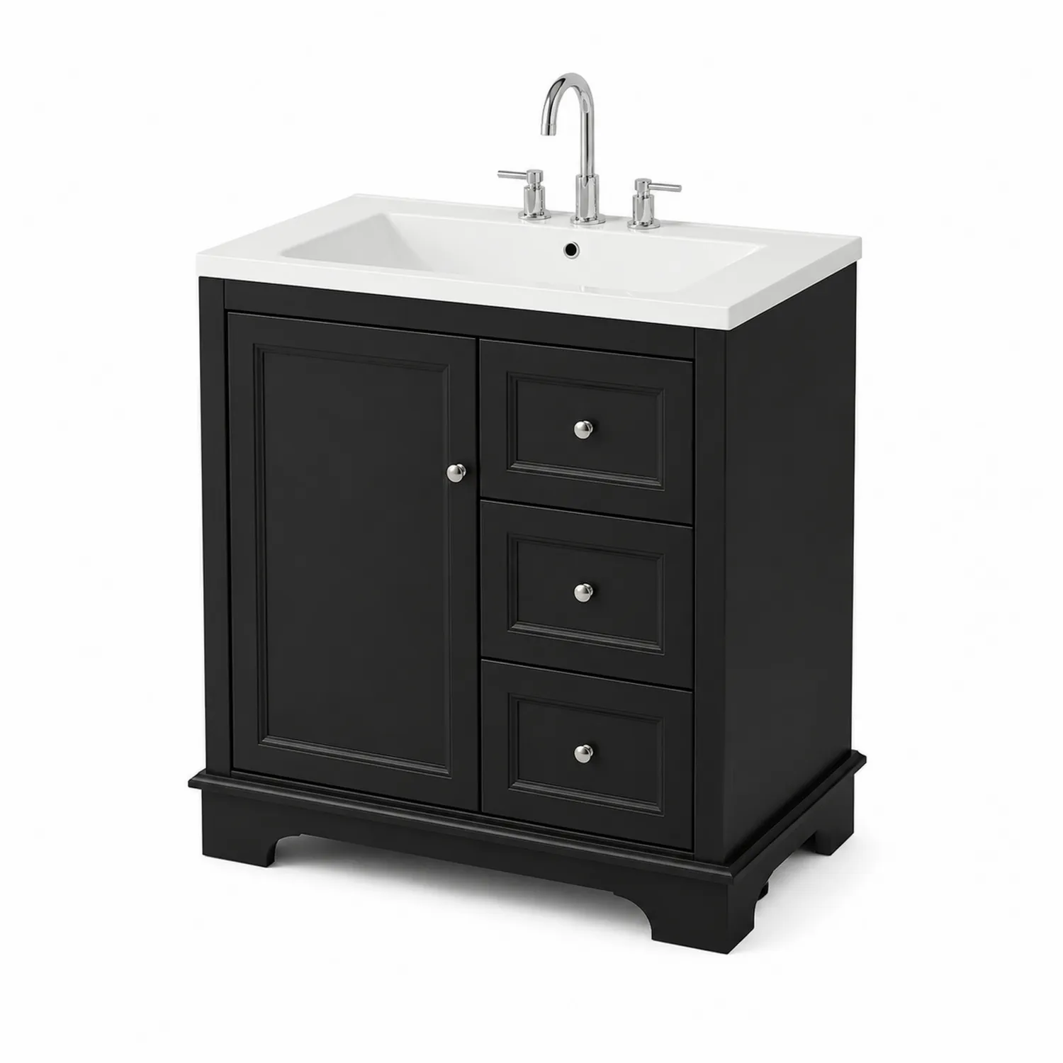 Waschtisch mit Keramikbecken Holz Schwarz