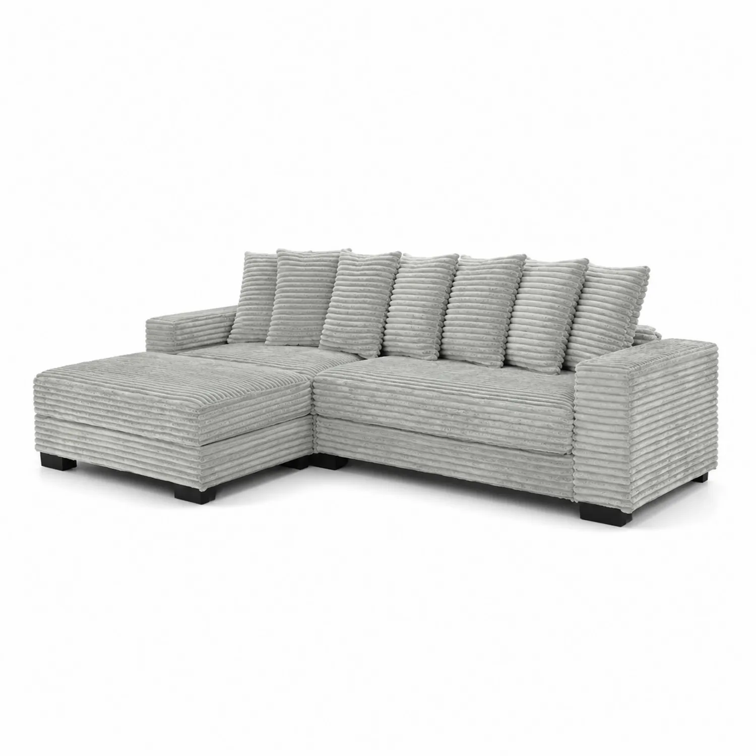 Ecksofa aus Cord mit Ottomane Grau