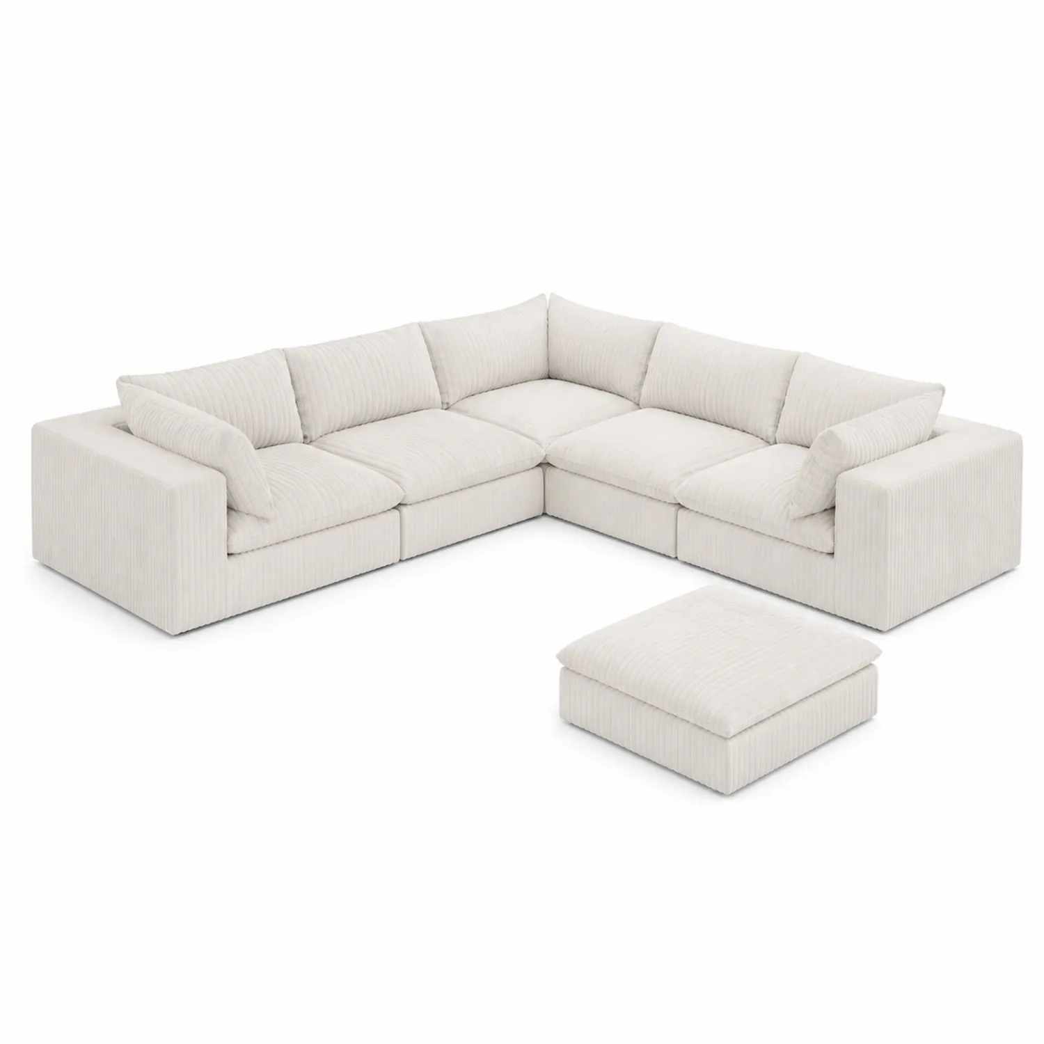 L-förmiges Ecksofa Set aus Cord Beige