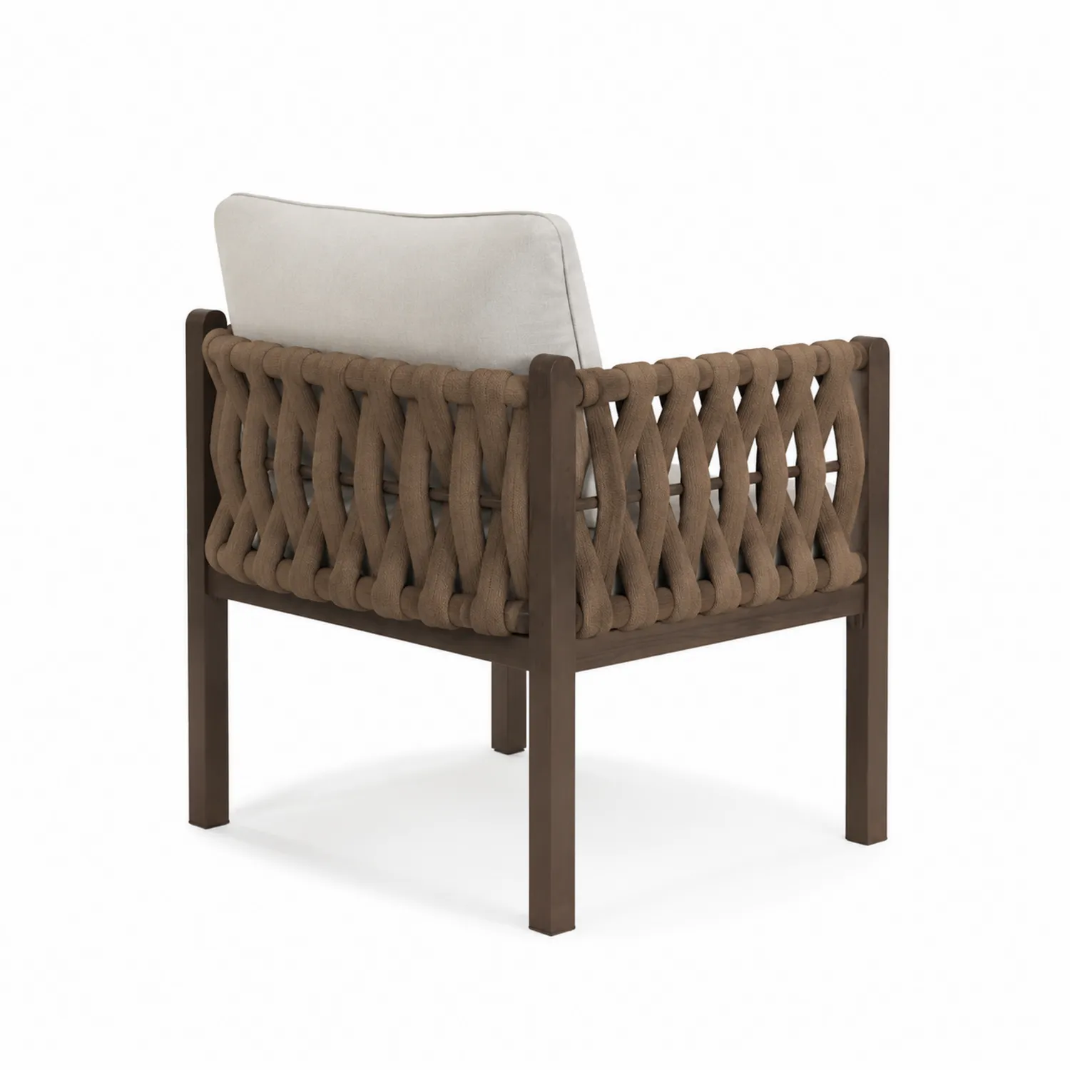 Holzstuhl mit Polyestergewebe und Kissen, Braun/Beige