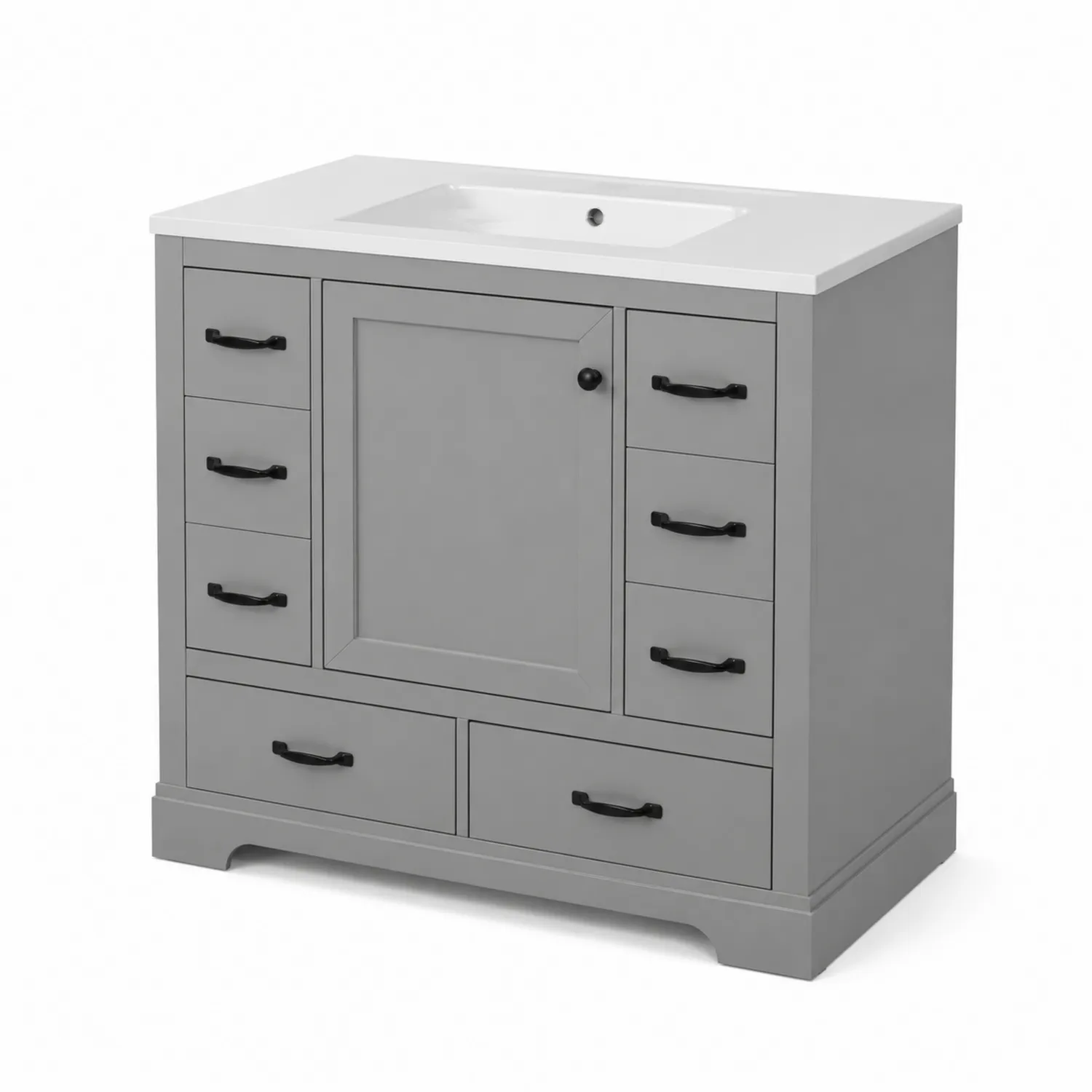 Waschtisch aus MDF mit Keramikoberfläche Grau 90 cm