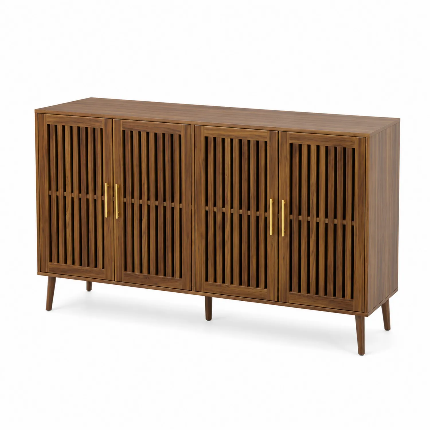 Sideboard aus Walnussholz mit Metallgriffen 160cm Braun