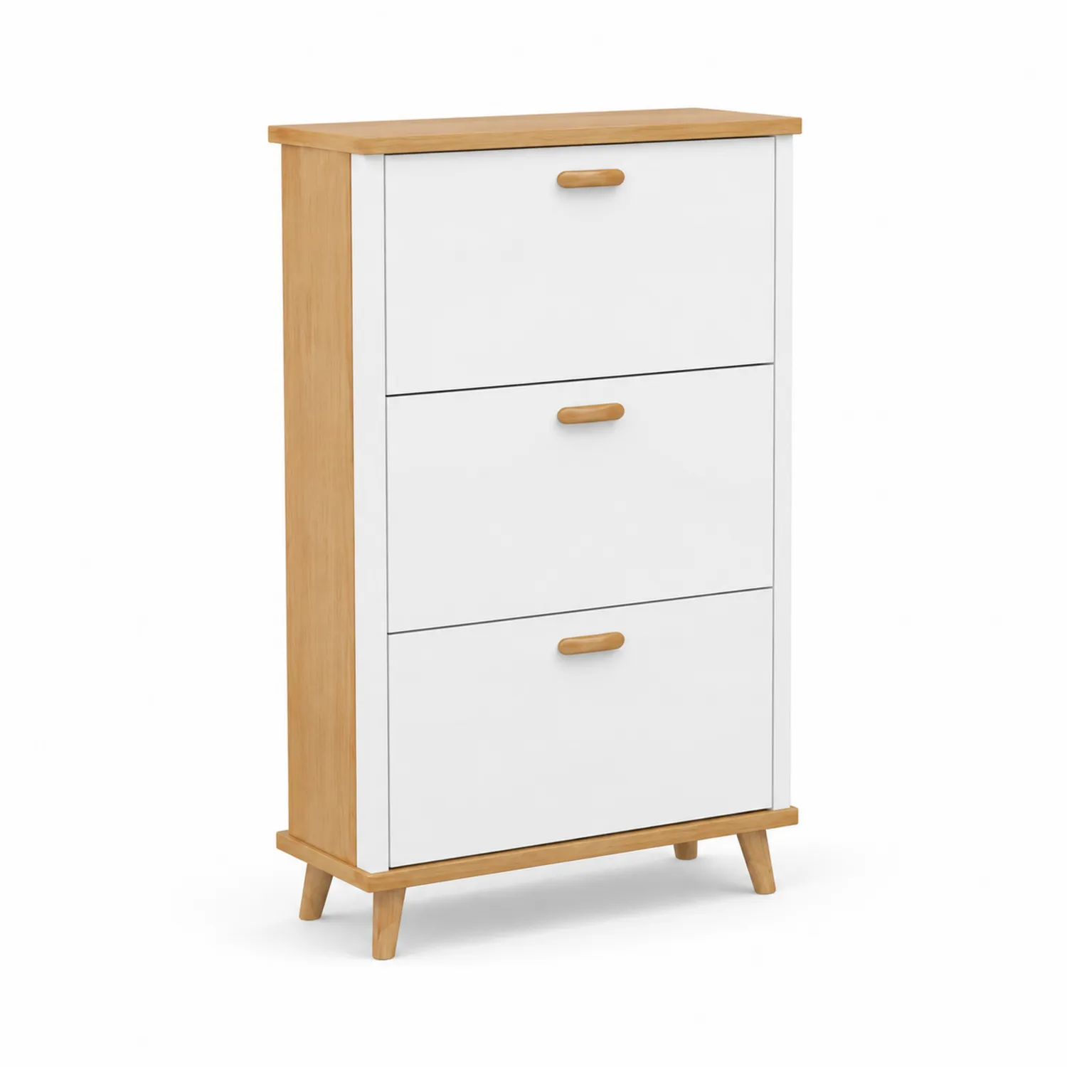 Schuhschrank MDF-Holz Weiß 3 Fächer 108x75x24cm
