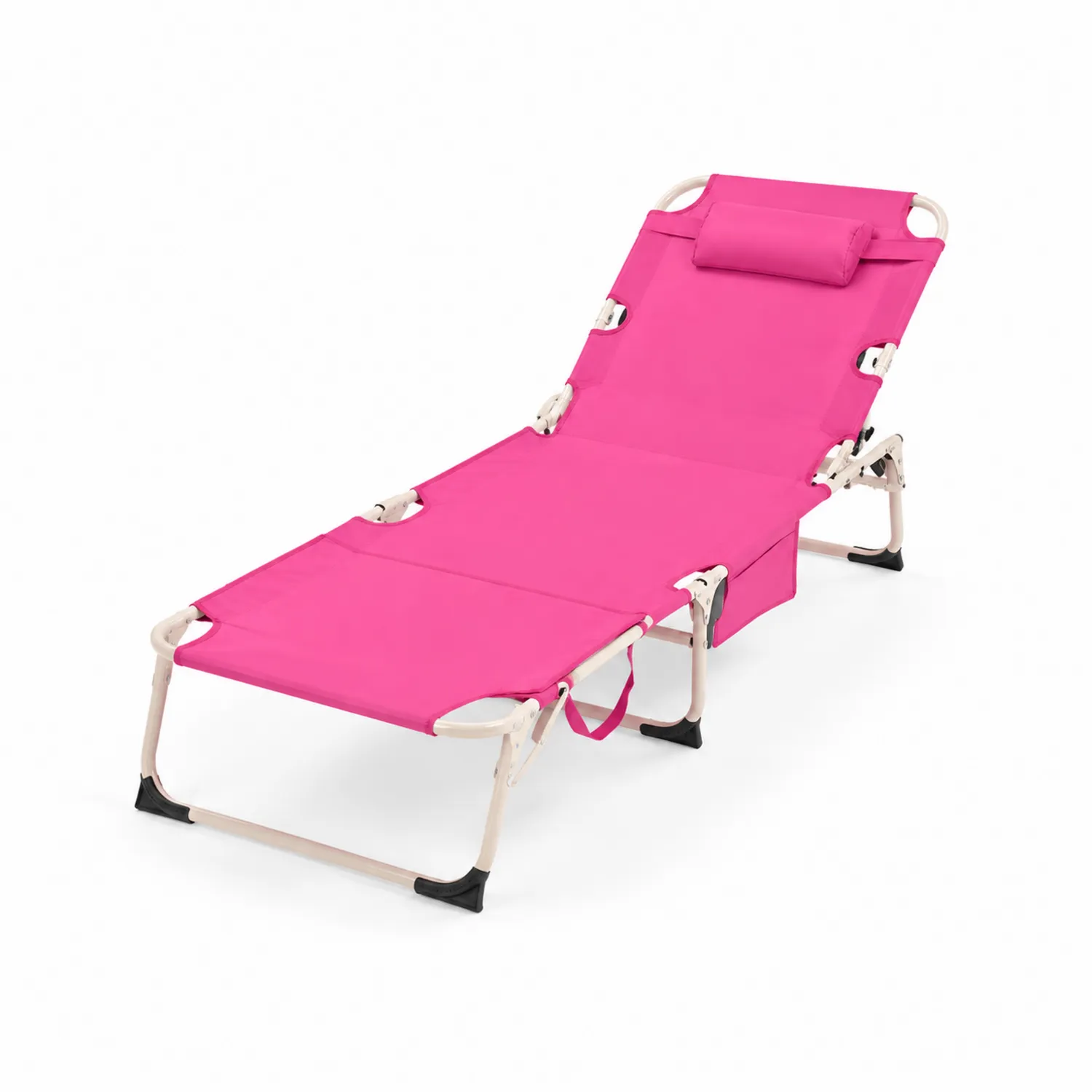 Faltbarer Outdoor-Liegestuhl aus Metall und Stoff, Pink