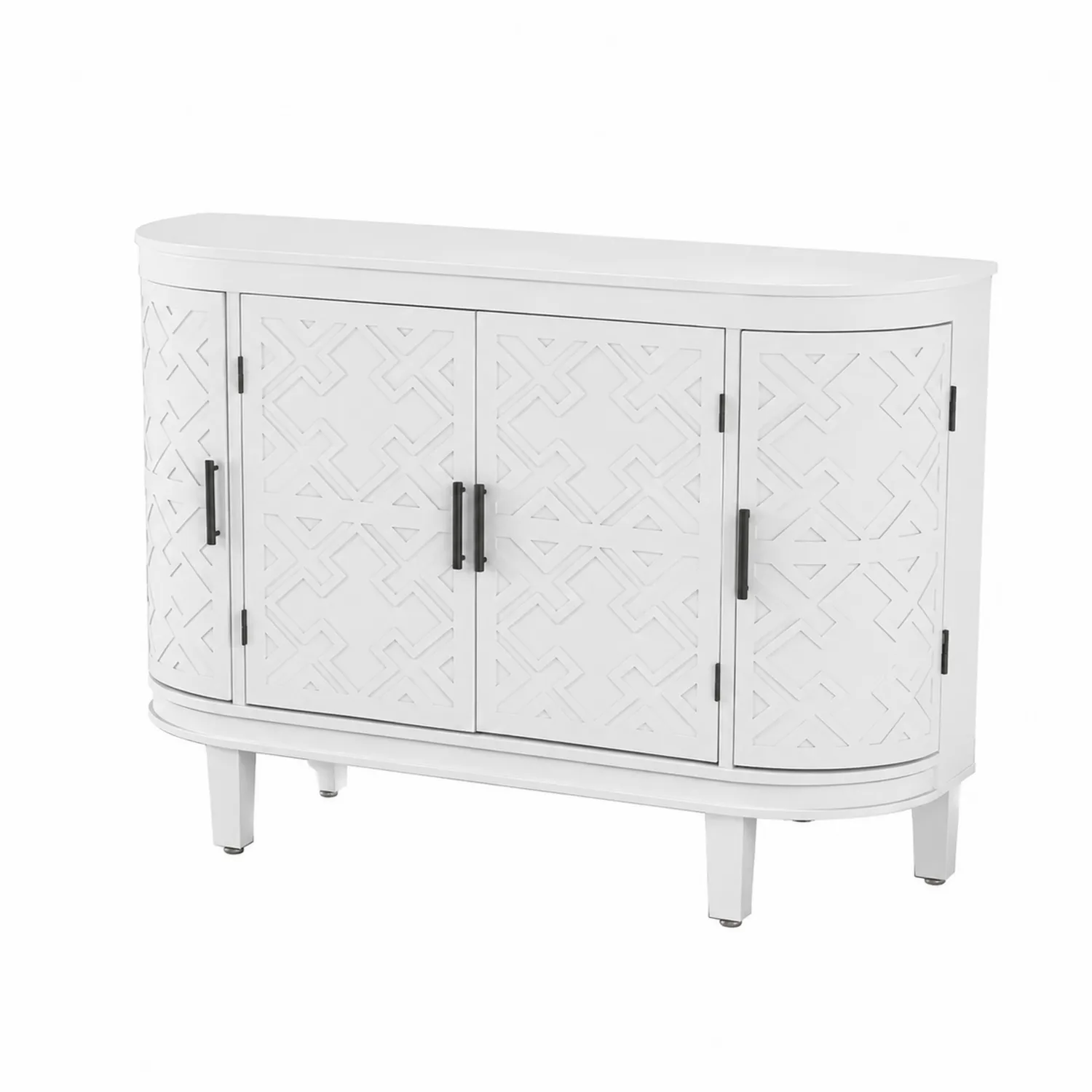 Buffetschrank aus MDF-Holz mit geschnitztem Muster Weiß 80x120x40 cm