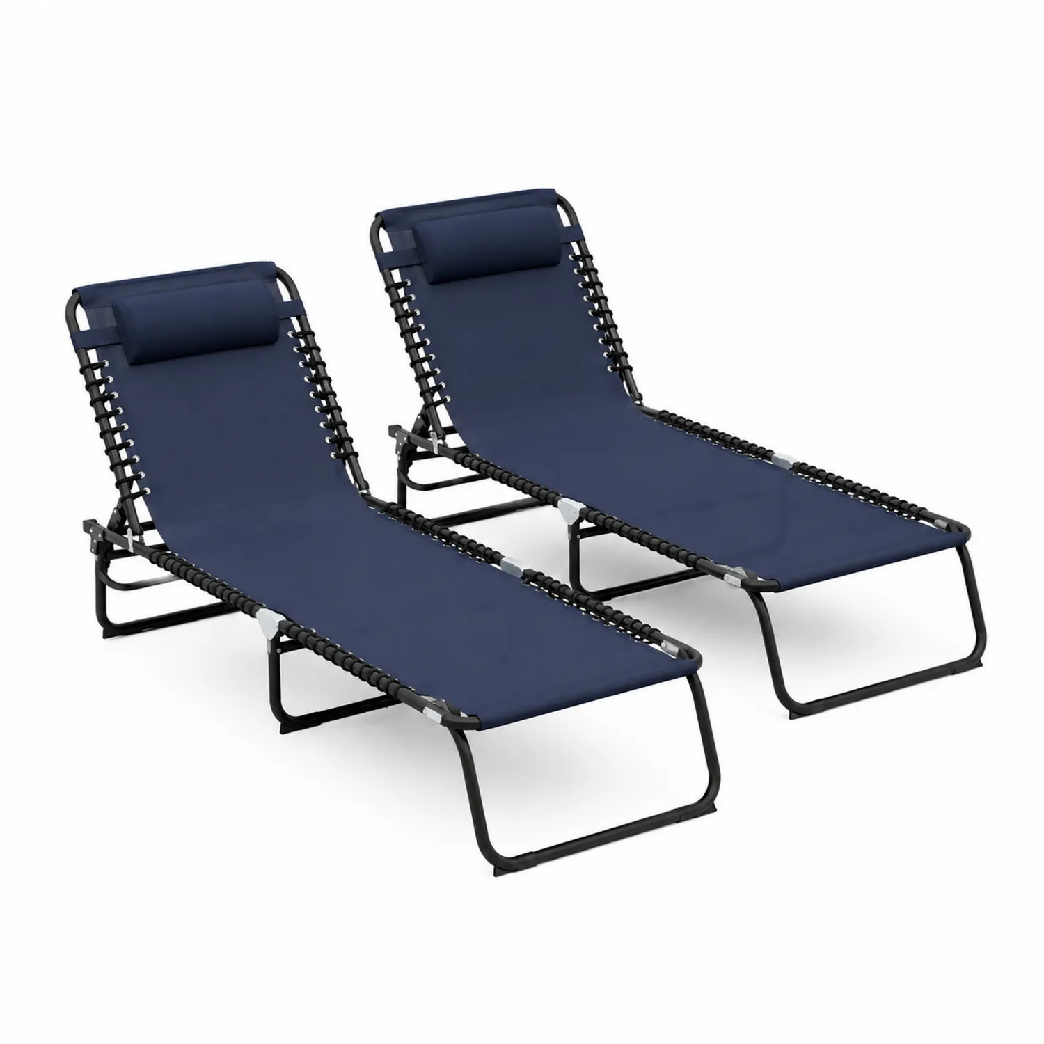 2er Set Liegestuhl Textilene Stahl Blau 188cm