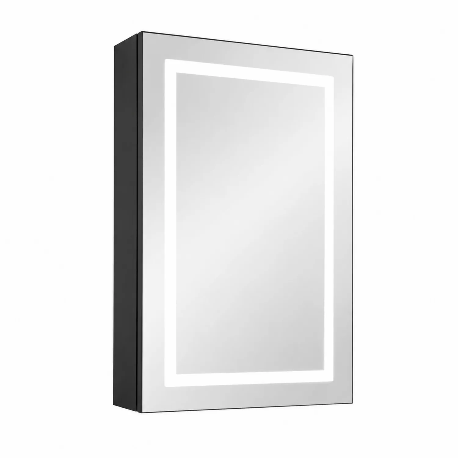 Schwarzer Aluminium LED Badezimmerspiegelschrank mit Sicherheitsglas
