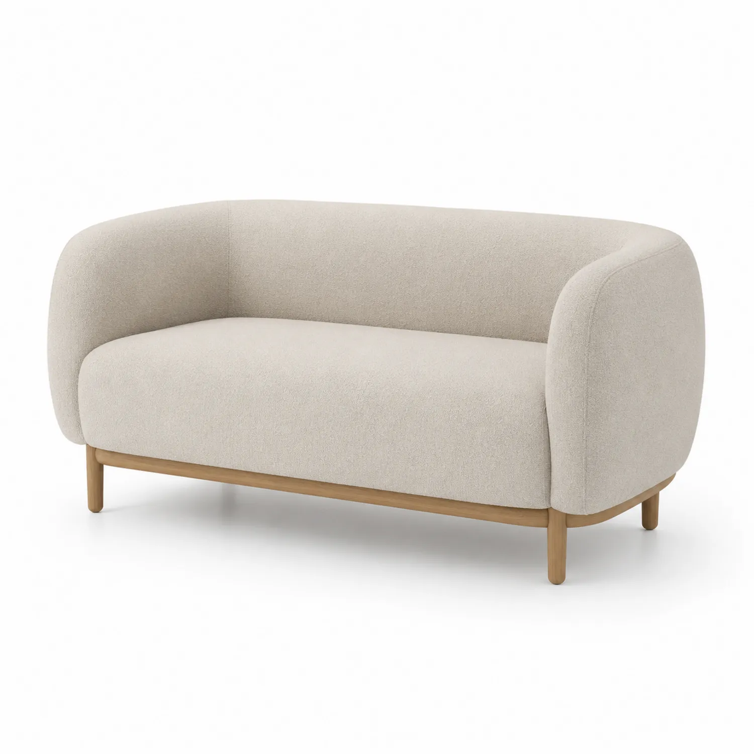 Sofa Dwuosobowa Tkanina Dębowa Beżowa 150cm