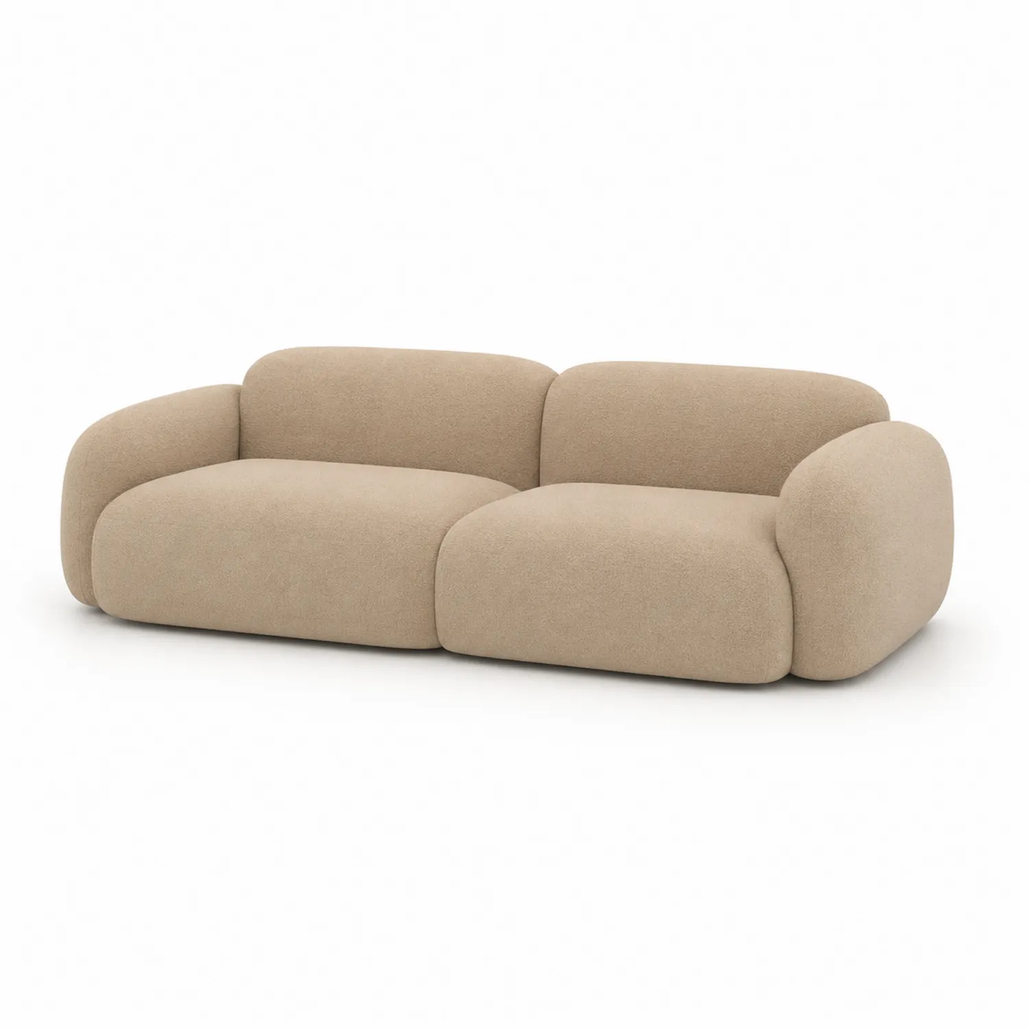 Dwuosobowa sofa z tkaniny boucle w kolorze Beżowym