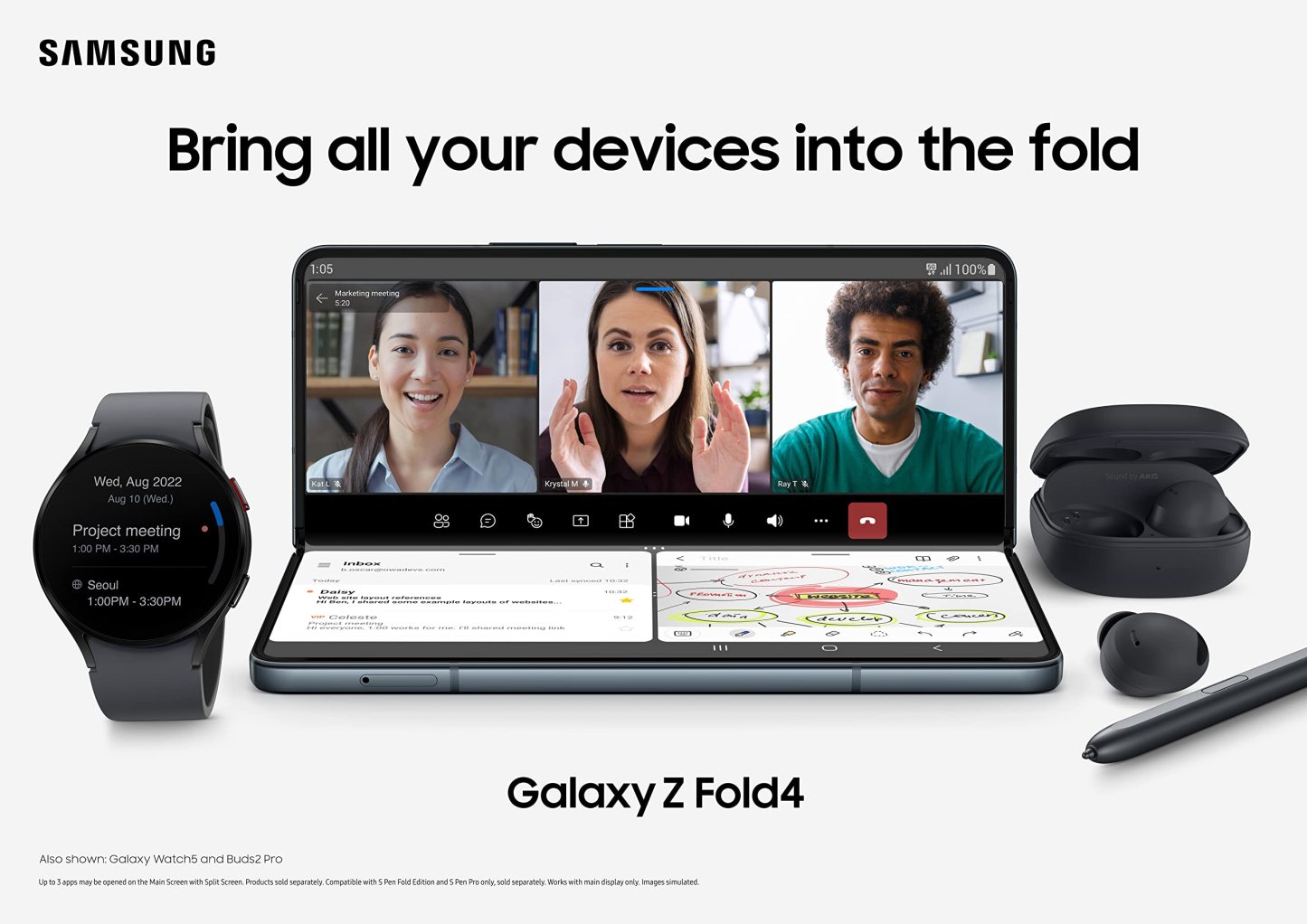 Samthtsung  Galthtaxy Z Fold 4 5G (F936B) 12GB RAM GSM Unlocked International Version (New)