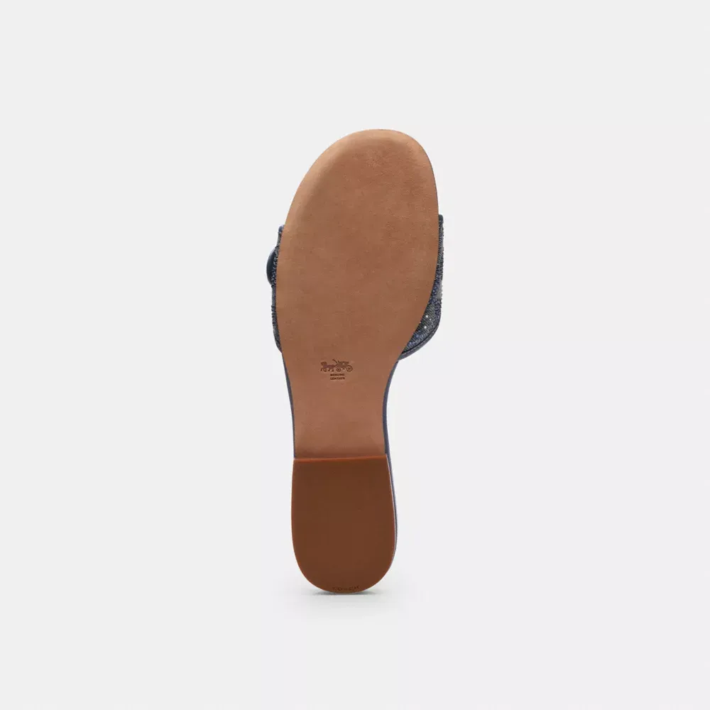 Margot Flat Sandal In Crystal Signature Denim
