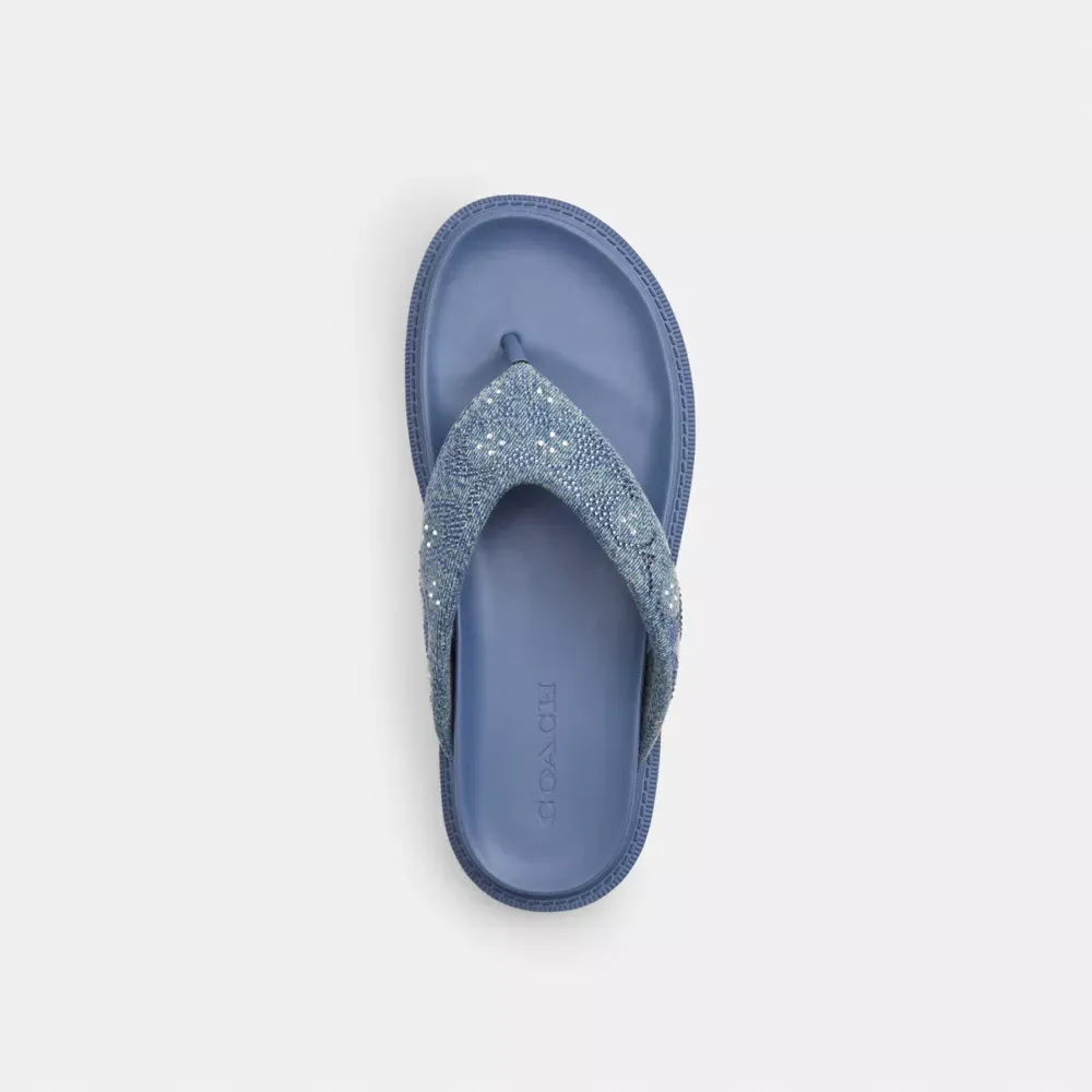 Brynn Thong Sandal In Crystal Signature Denim