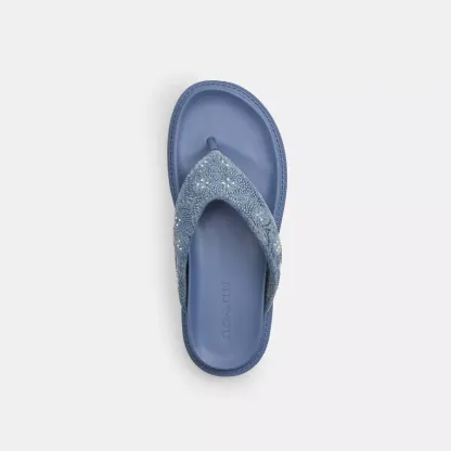 Brynn Thong Sandal In Crystal Signature Denim