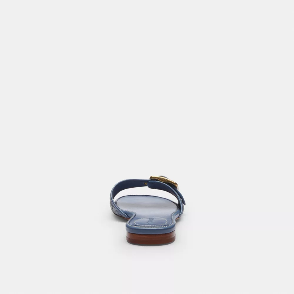 Margot Flat Sandal In Crystal Signature Denim