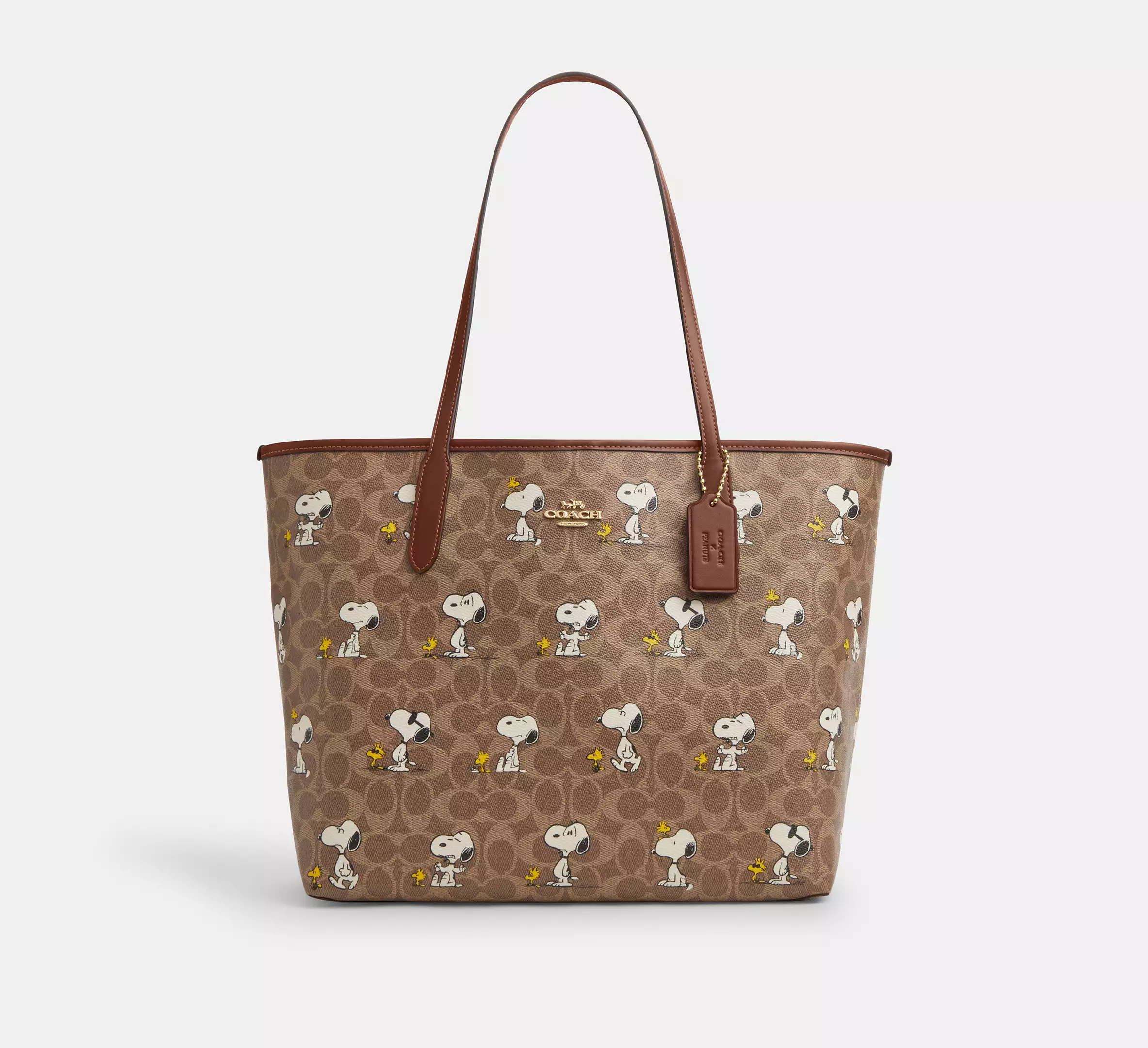 Peanuts City Tote Bag in Signature Canvas with Snoopy Print