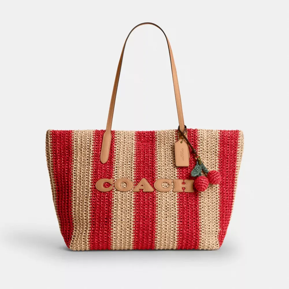 City Tote Bag With Stripes And Charm