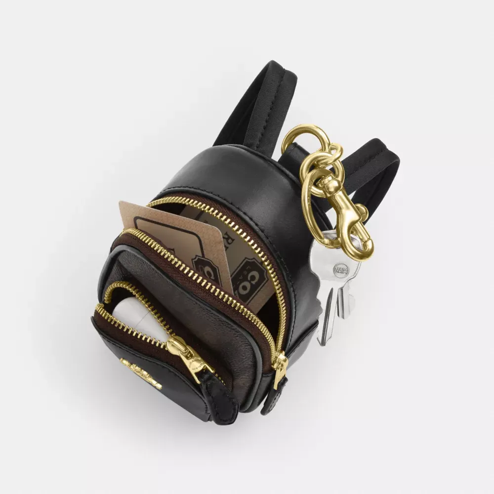 Mini Court Backpack Bag Charm With Rosette Print