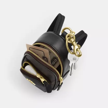 Mini Court Backpack Bag Charm With Rosette Print