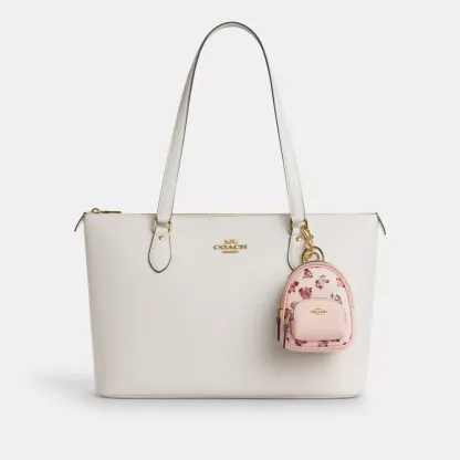 Mini Court Backpack Bag Charm With Rosette Print