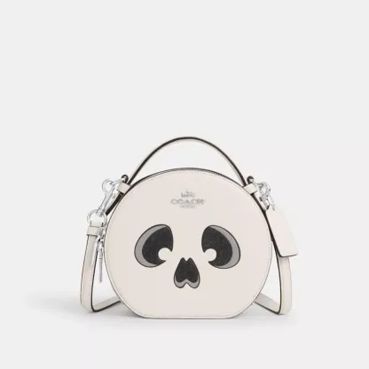 Canteen Crossbody Bag With Halloween Ghost Face Print