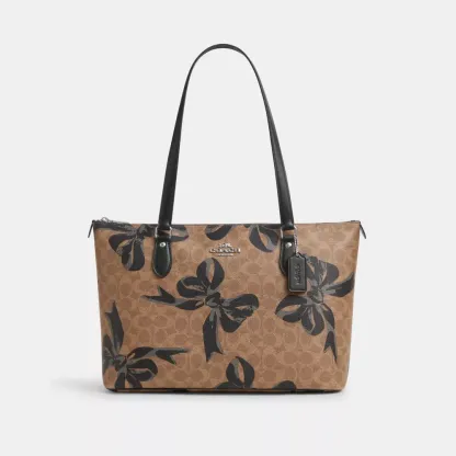 Gallery Tote Bag In Signature Canvas With Bow Print