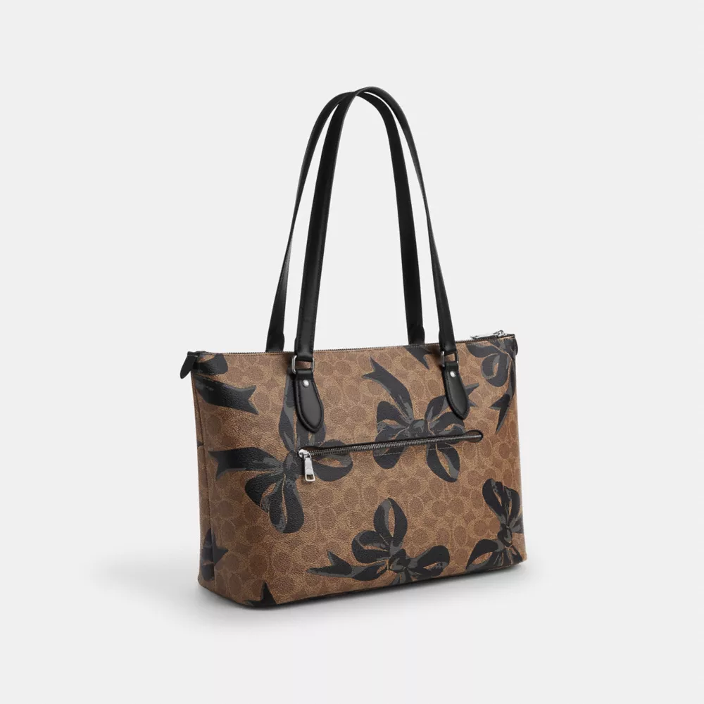 Gallery Tote Bag In Signature Canvas With Bow Print