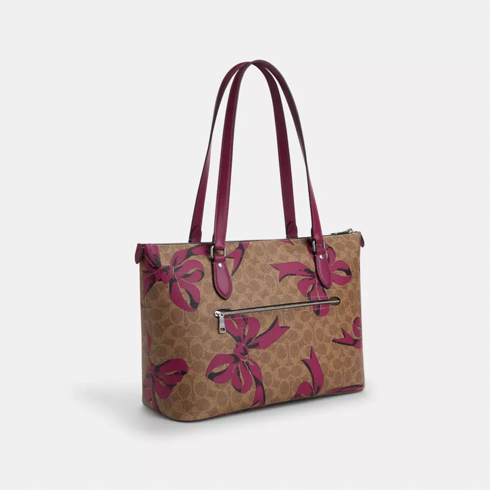 Gallery Tote Bag In Signature Canvas With Bow Print