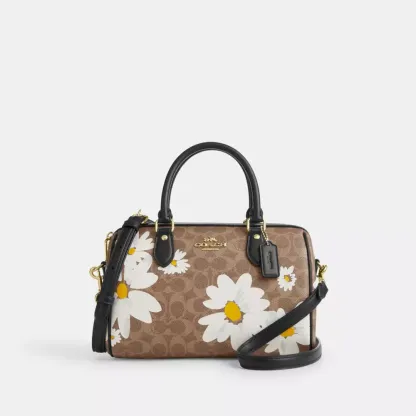 Rowan Satchel Bag In Signature Canvas With Floral Print