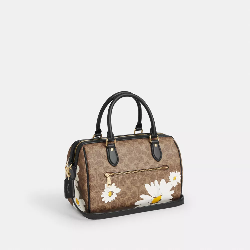 Rowan Satchel Bag In Signature Canvas With Floral Print