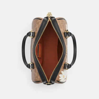 Rowan Satchel Bag In Signature Canvas With Floral Print