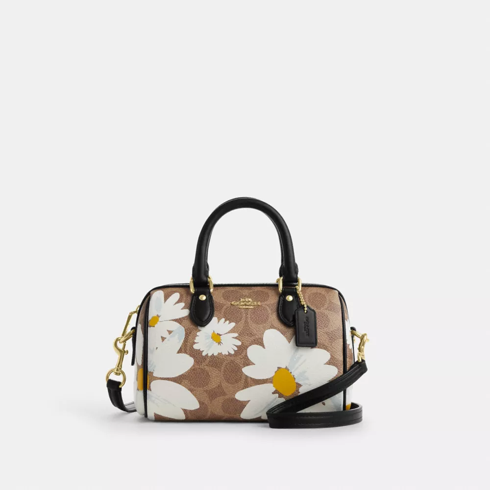Mini Rowan Crossbody Bag In Signature Canvas With Floral Print
